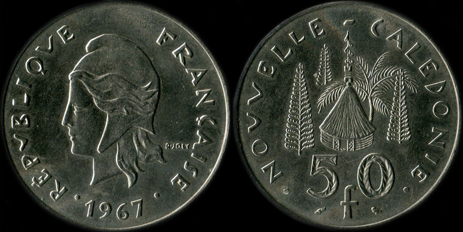 Pi�ce de 50 francs 1967 Nouvelle-Cal�donie