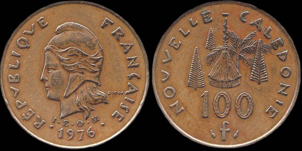 Pi�ce de 100 francs 1976 Nouvelle-Cal�donie