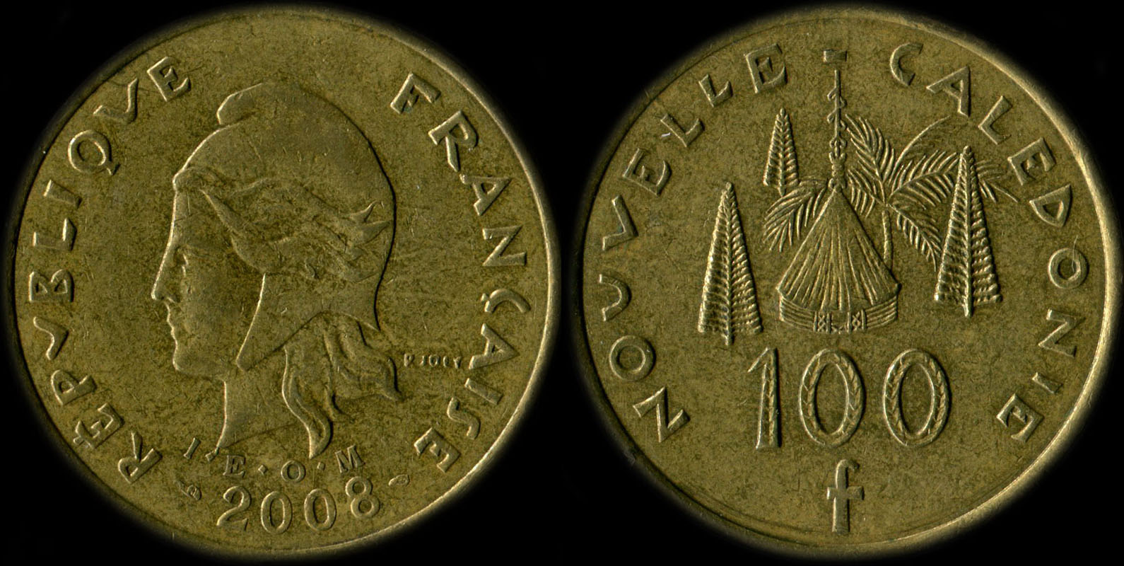 Pi�ce de 100 francs 2008 Nouvelle-Cal�donie