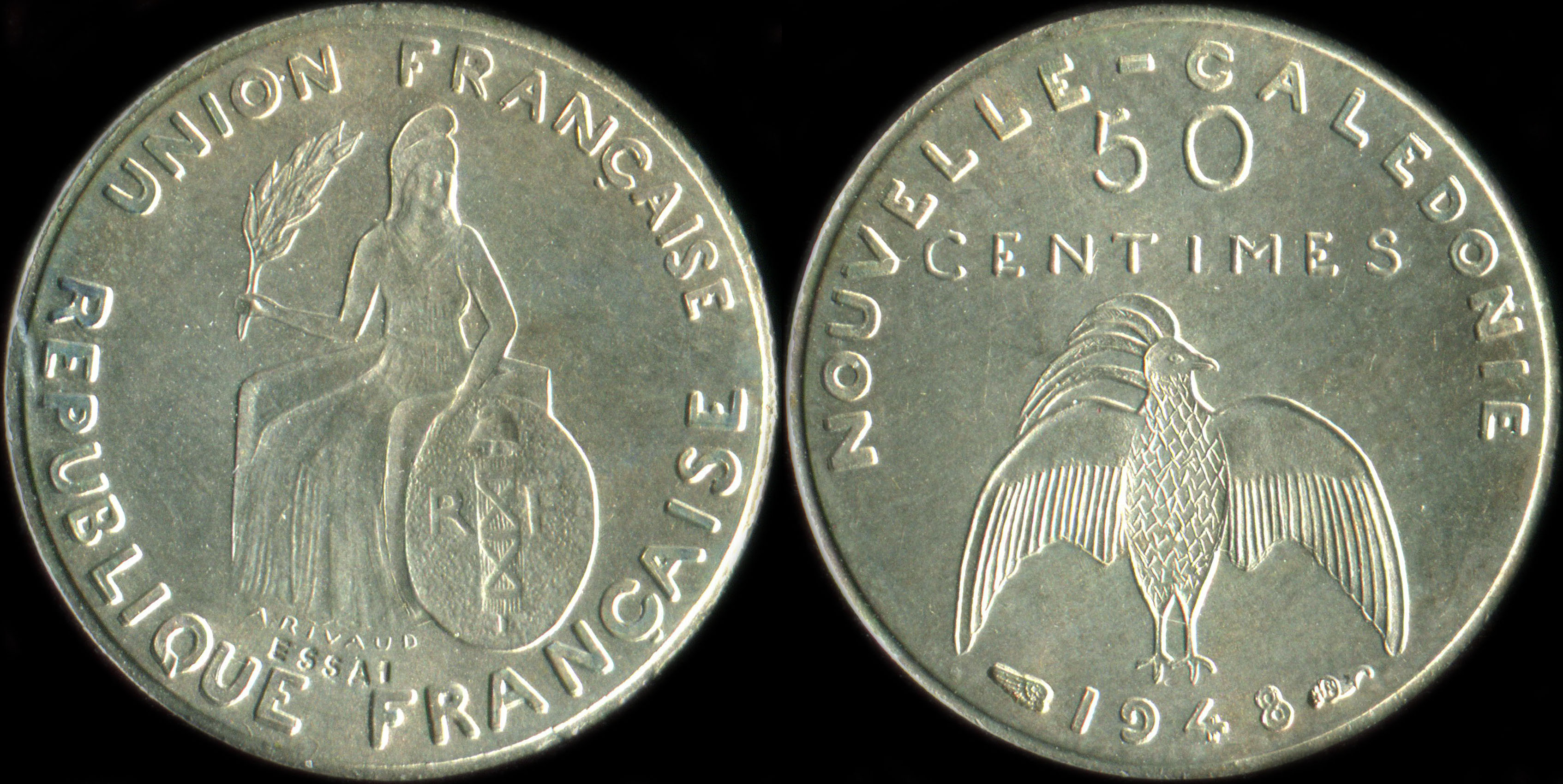 Pi�ce de 50 centimes 1948 - Essai de Andr� Rivaud (avec listel)
