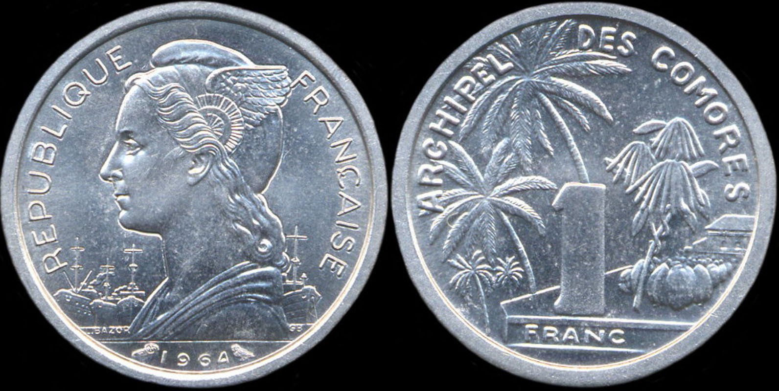Pièce de 1 franc 1964 Archipel des Comores