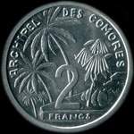 Pièce de 2 francs 1964 - Archipel des Commores - revers