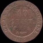 Pièce de 10 centimes Guyane française - 1818A - Louis XVIII Roi de France - revers