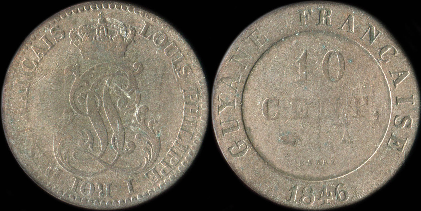 Pi�ce de 10 centimes Louis-Philippe I 1846A - Guyane
