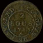 Pi�ce de 2 sous de Cayenne type 3 - 1783 A - revers