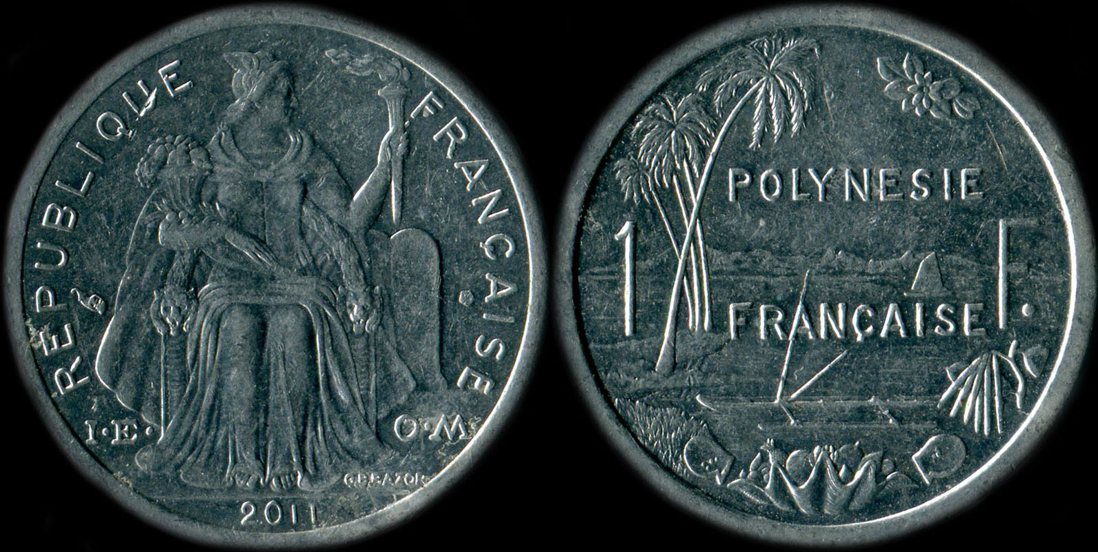Pièce 1 franc 2011  - I.E.O.M. Polynésie française