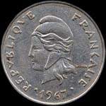 Polynésie - pièce de 20 francs 1967 Polynésie française - avers