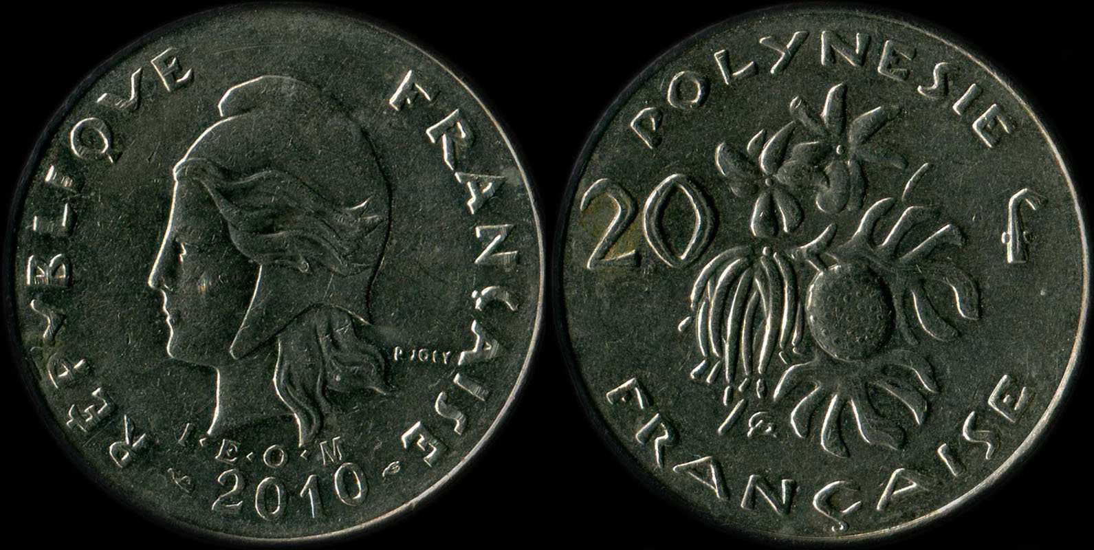 Pièce de 20 francs 2010 Polynésie française I.E.O.M.