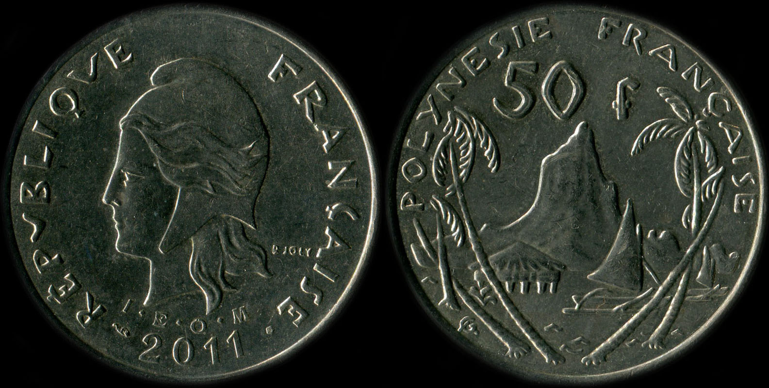Pièce de 50 francs 2011 Polynésie française I.E.O.M.