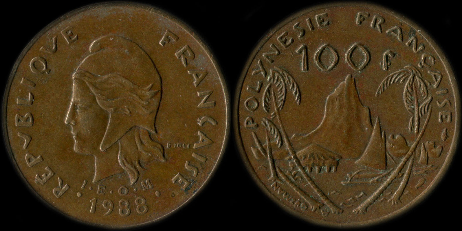 Pièce de 100 francs 1988 - I.E.O.M. Polynésie française