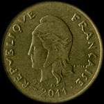 Polynésie - pièce de 100 francs 2011 Polynésie française  I.E.O.M. depuis 2006 - avers