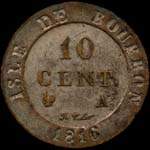 Pièce de 10 centimes 1816 Isle de Bourbon - La Réunion - revers