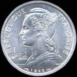 Pièce de 2 francs 1948 République française - Réunion - avers