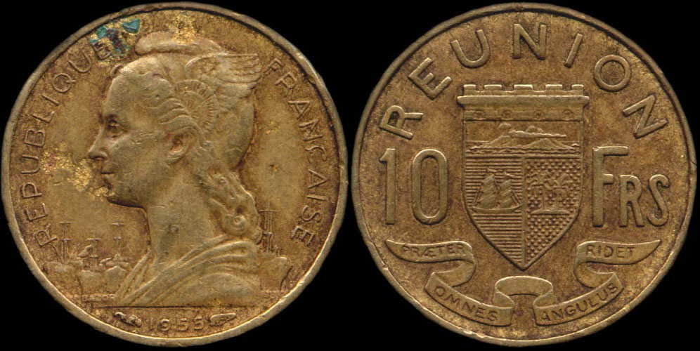 Pi�ce de 10 francs 1955 La R�union