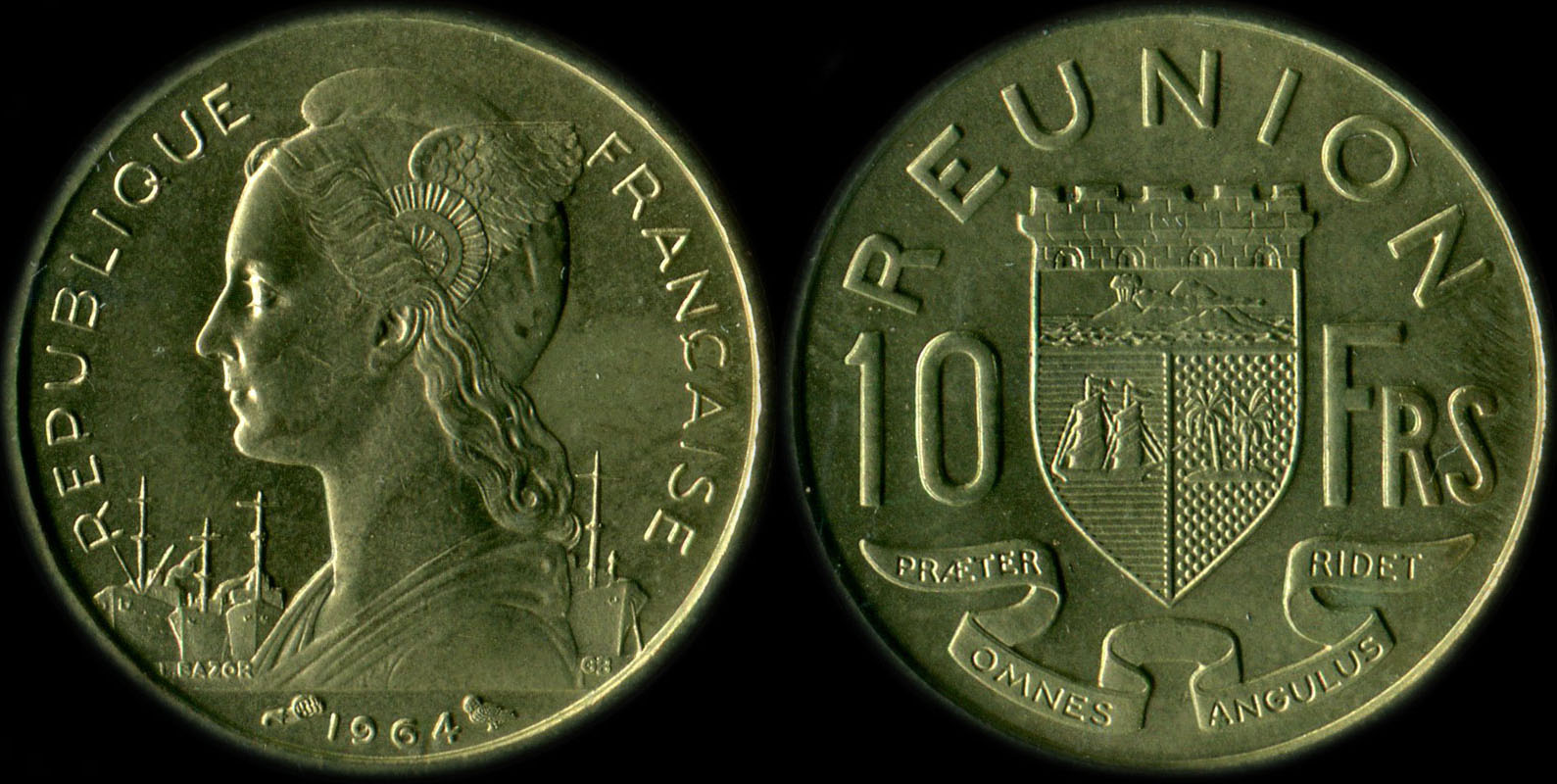 Pi�ce de 10 francs 1964 La R�union