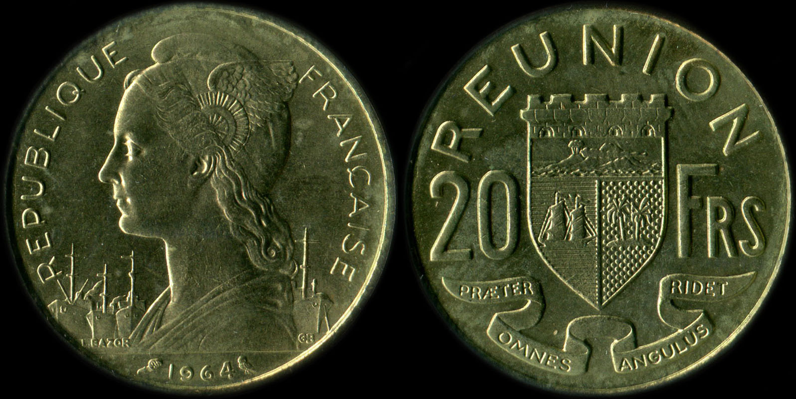 Pièce de 20 francs 1964 La Réunion