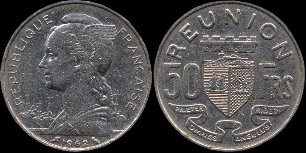 Pièce de 50 francs 1962 La Réunion