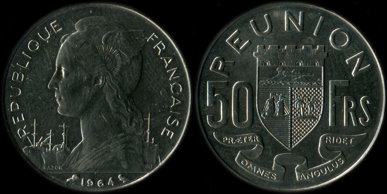 Pièce de 50 francs 1964 La Réunion