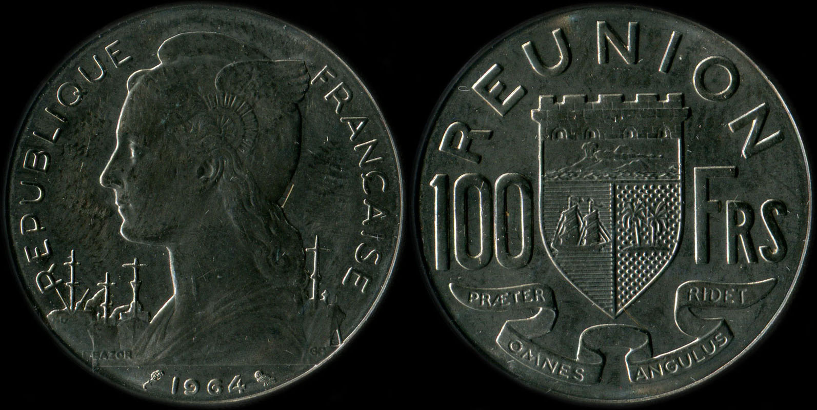 Pi�ce de 100 francs 1964 La R�union