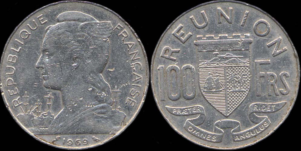 Pi�ce de 100 francs 1969 La R�union