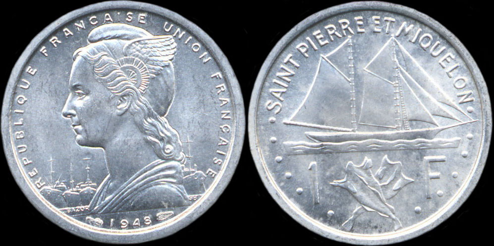 Pièce de 1 franc 1948 Saint-Pierre et Miquelon