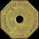 Jeton de n�cessit� de 5 francs payables en pain �mis par la Compagnie Anonyme des Houilli�res d'Ahun (23150 - Creuse) - avers