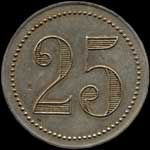 Jeton de n�cessit� de 25 (centimes) �mis par la Villa Natalia � Ajaccio (20000 - Corse) - revers