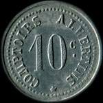 Jeton de n�cessit� de 10 centimes �mis par les Comptoirs Albertins � Albert (80300 - Somme) - avers