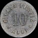 Jeton de nécessité de 10 centimes émis par le Grand Café Pontié - Albi (81000 - Tarn) - avers