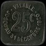 Jeton de n�cessit� de 20 centimes �mis en 1925 par la Ville d'Albi (81000 - Tarn) - revers