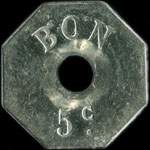 Jeton de 5 centimes �mis par les Fourneaux Economiques d'Alen�on (61000 - Orne) - revers