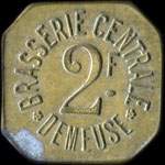 Jeton de nécessité de 2 francs émis par la Brasserie Centrale - Demeuse - Amiens (80000 - Somme) - avers