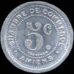 Jeton de nécessité de 5 centimes émis en 1922 par la Chambre de Commerce d'Amiens (80000 - Somme) - revers