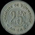 Jeton de nécessité de 25 centimes émis en 1922 par la Chambre de Commerce d'Amiens (80000 - Somme) - revers