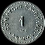 Jeton de n�cessit� de 1 franc �mis par le Comptoir Savoyard � Annecy (74000 - Haute-Savoie) - avers