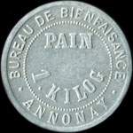 Jeton de Pain 1 kilog �mis par le Bureau de Bienfaisance d'Annonay (07100 - Ard�che) - avers