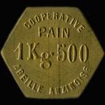 Jeton de n�cessit� de 1 kg 500 de pain �mis par le la Coop�rative Abeille Anzinoise � Anzin (59410 - Nord) - avers