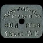 Jeton de n�cessit� de 1 kg de pain �mis par le Bureau de Bienfaisance d'Anzin (59410 - Nord) - avers sans triangle