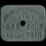 Jeton de n�cessit� de 1 kg de pain �mis par le Bureau de Bienfaisance d'Anzin (59410 - Nord) - revers avec triangle