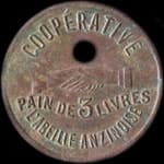 Jeton de Pain de 3 livres �mis par le la Coop�rative L'Abeille Anzinoise � Anzin (59410 - Nord) - avers