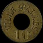 Jeton de nécessité de 10 centimes émis par les Cantines Scolaires de la Ville d'Arles (13200 - Bouches-du-Rhône) - avers