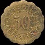Jeton de n�cessit� de 50 centimes (rond lob�) �mis par La Famille Arl�sienne � Arles (13200 - Bouches-du-Rh�ne) - revers