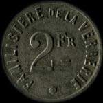 Jeton de nécessité de 2 francs émis par les Verreries d'Arleux - Familistère de la Verrerie à Arleux (59151 - Nord) - revers