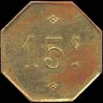 Jeton de n�cessit� de 15 centimes �mis par le Caf� de la Paix � Arras (62000 - Pas-de-Calais) - revers