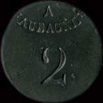 Jeton de n�cessit� de 2 (francs) �mis par A.Aubagne (13400 - Bouches-du-Rh�ne) - avers