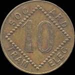 Jeton de nécessité de 10 centimes émis par SOC. ARD. TRAM. ELEC. à Aubenas (07200 - Ardèche) - revers