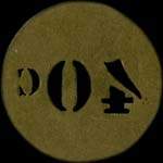 Jeton anonyme de 40 centimes en laiton rond 29 mm avec chiffres perc�s d'Aulus-les-Bains - revers