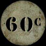 Jeton anonyme de 60 centimes en zinc rond 29 mm avec chiffres perc�s d'Aulus-les-Bains - avers