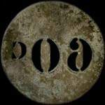 Jeton anonyme de 60 centimes en zinc rond 29 mm avec chiffres perc�s d'Aulus-les-Bains - revers