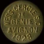 Jeton de n�cessit� de 50 centimes �mis en 1928 par le Mess-Cercle des Sous-Officiers du 7e R�giment du G�nie � Avignon (84000 - Vaucluse) - avers